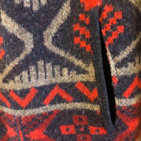 Toad & Co Red Patterned Lambs Wool Open Front Hooded Cardigan Size XS - Picture 5 of 6